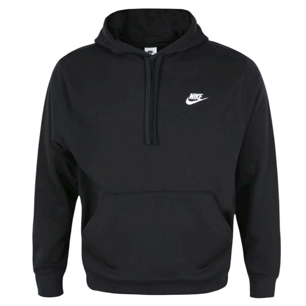 Nike Men Medium M Club Pullover Hoody Shirts Run Black Shirt Top Jersey